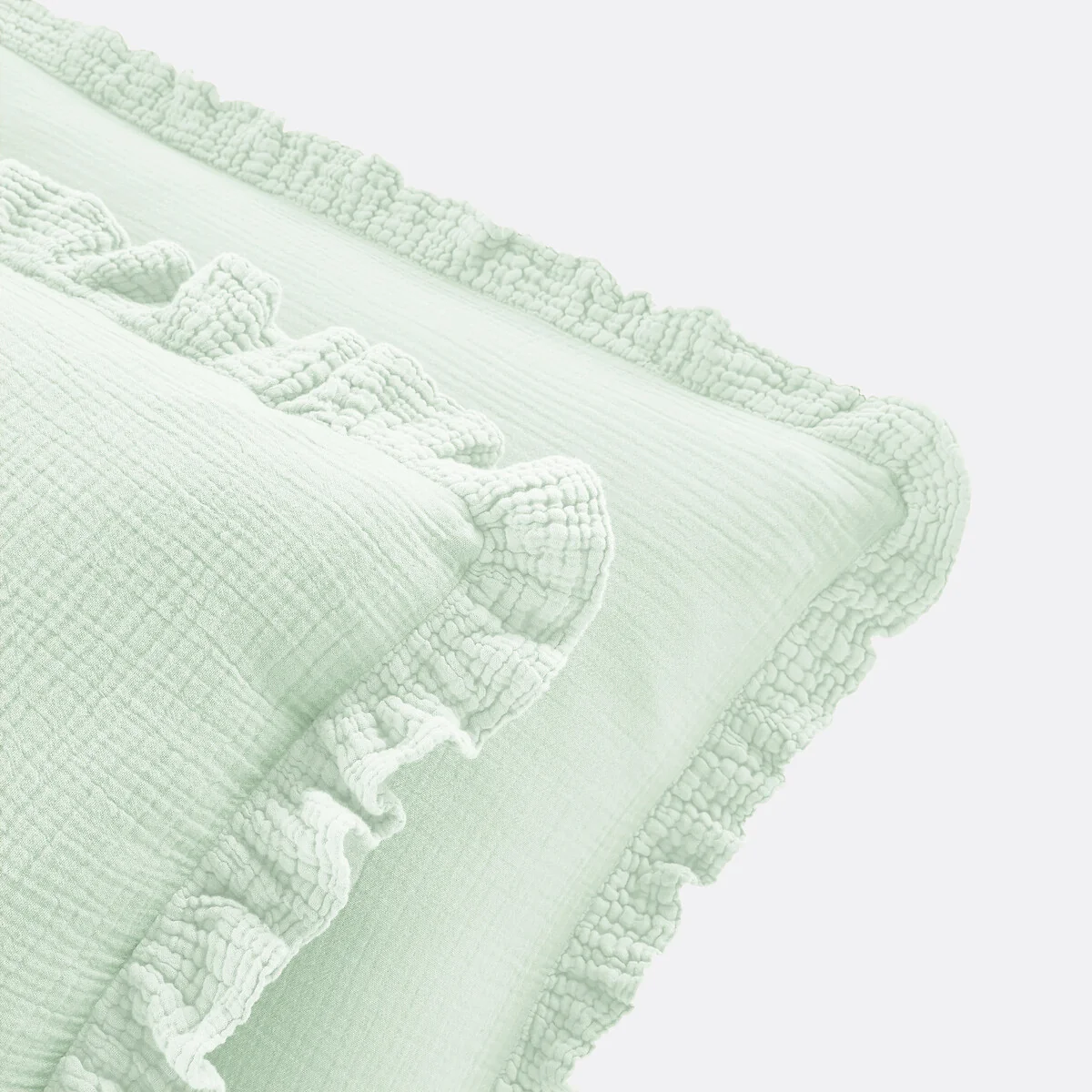 Kumla Plain Cotton Muslin Ruffled Pillowcase – image 4