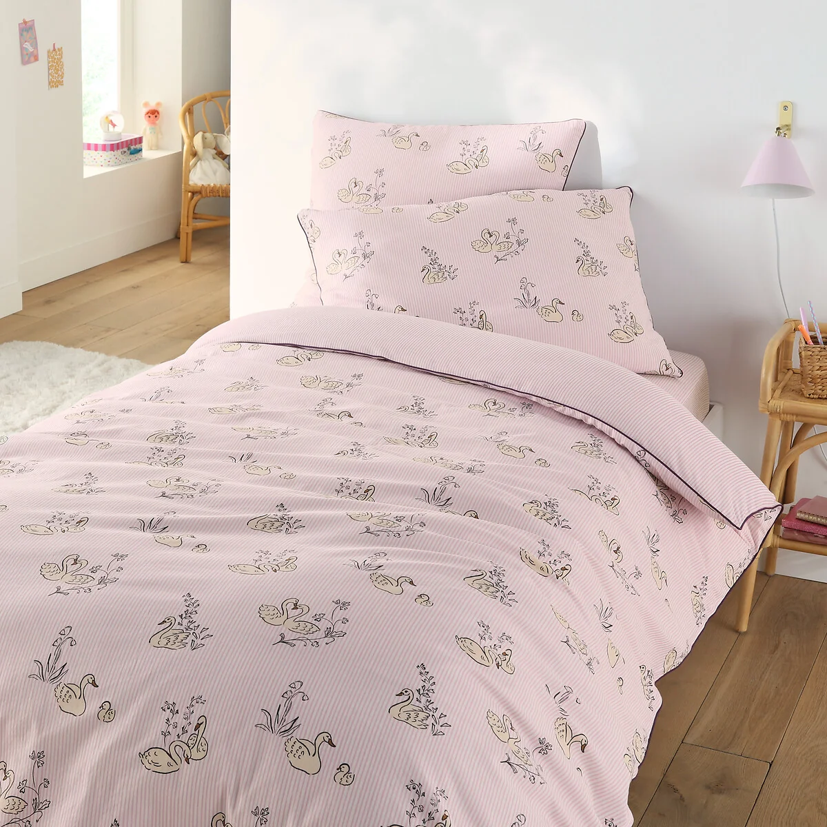 Swan Child's Pillowcase in 50% Recycled Cotton – image 3