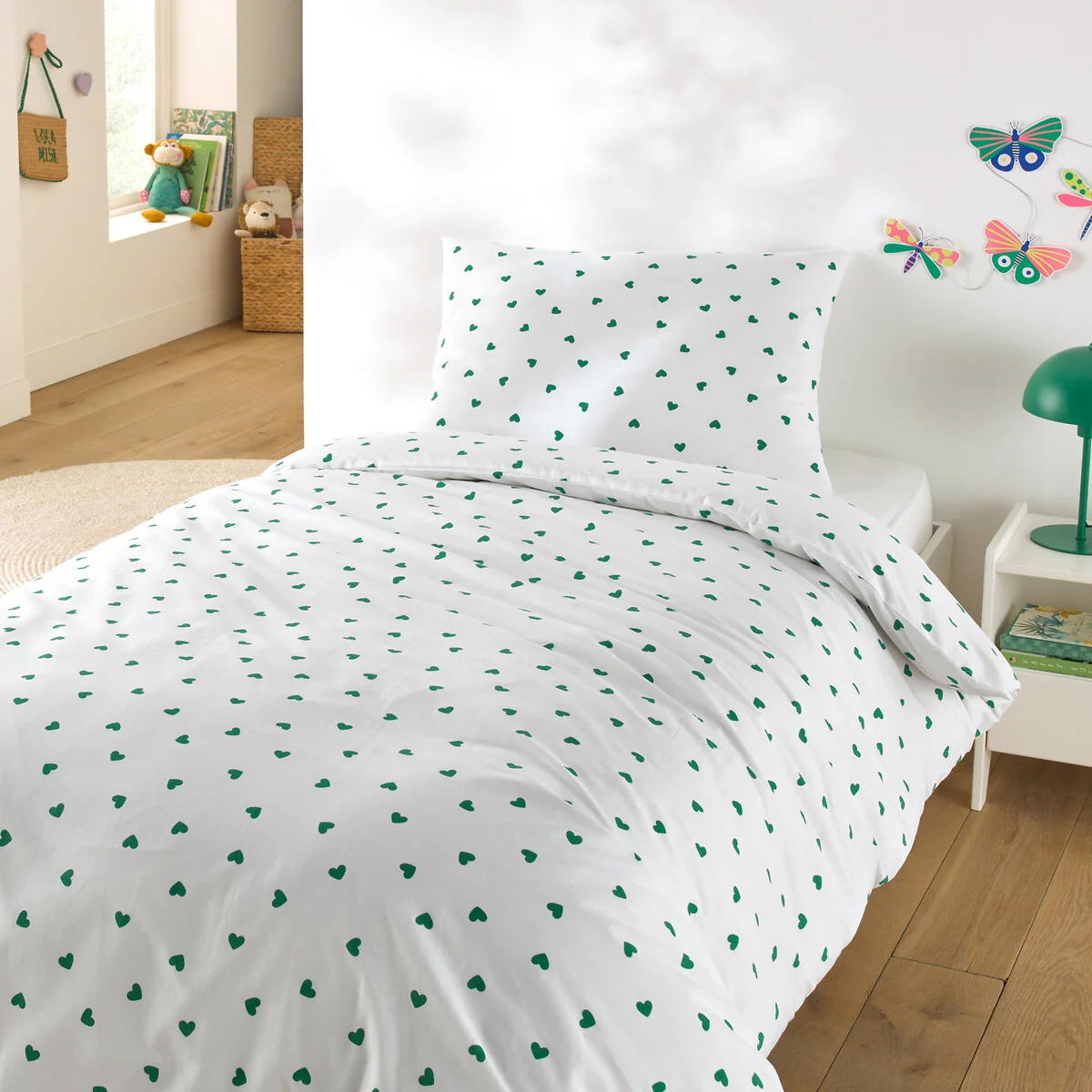 Scacco Green Child's Duvet Cover Set in 50% Recycled Cotton with Rectangular Pillowcase – image 2