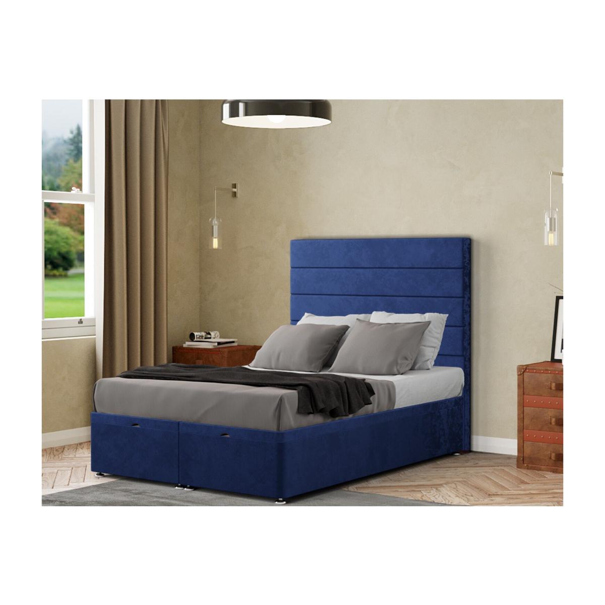 George Ottoman Bed Floor Standing Headboard Plush - Navy / Superking