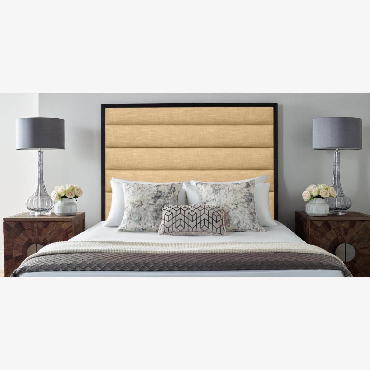 Leyton 54 inch Floorstanding Headboard Plush Velvet - Beige / Superking