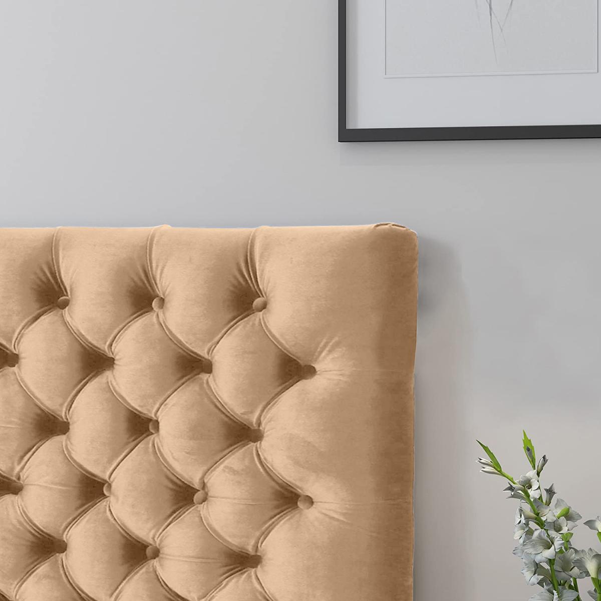 Elba Plush 26 inch Strutted Headboard - Mink / Superking – image 2