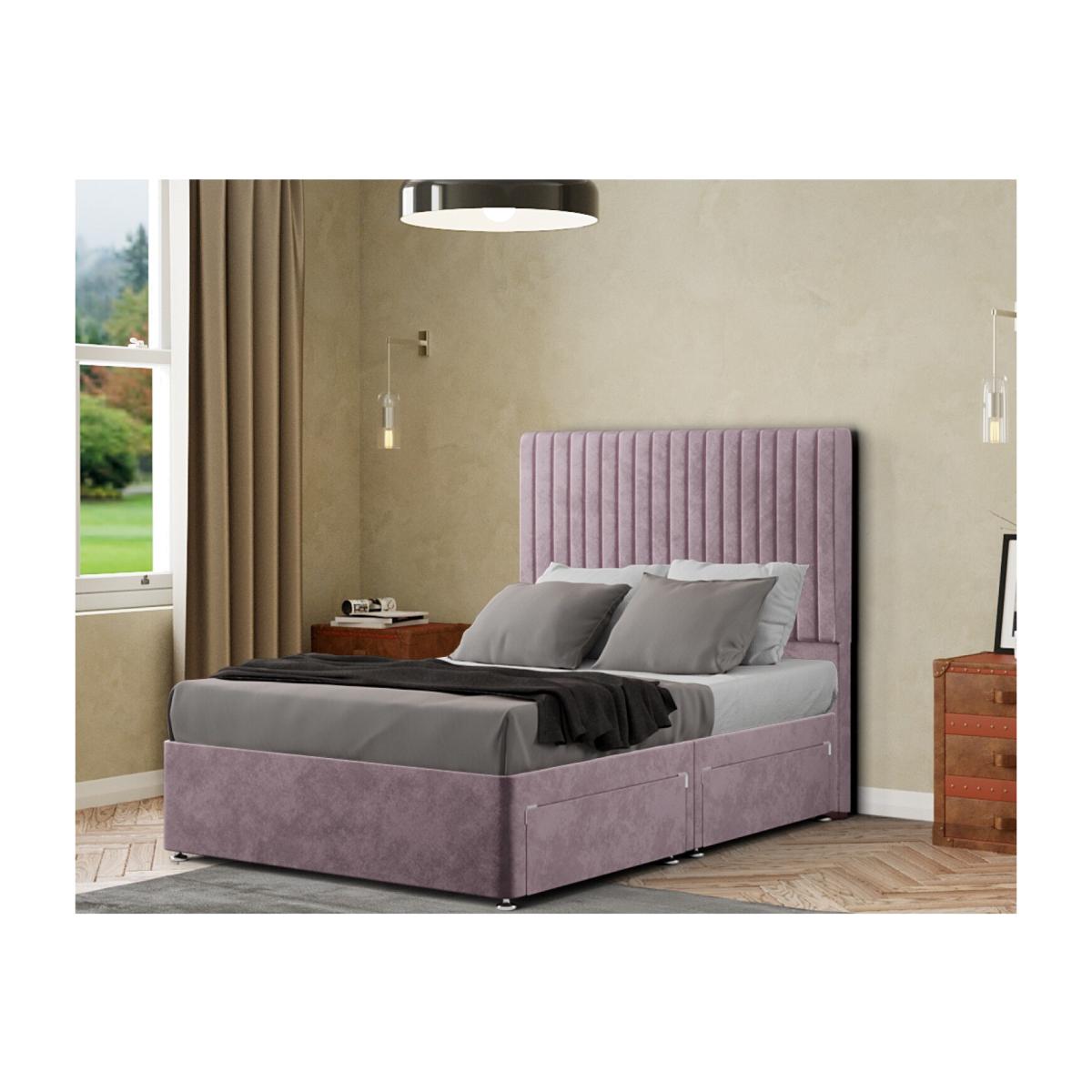 Maryland Divan Bed 2 Drawers Floor Standing Headboard Plush - Blush / Superking