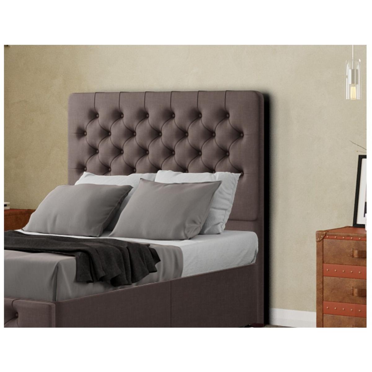 Mary Chesterfield Headboard Floor Standing Matching Buttons Malham Weave - Slate / Superking – image 4