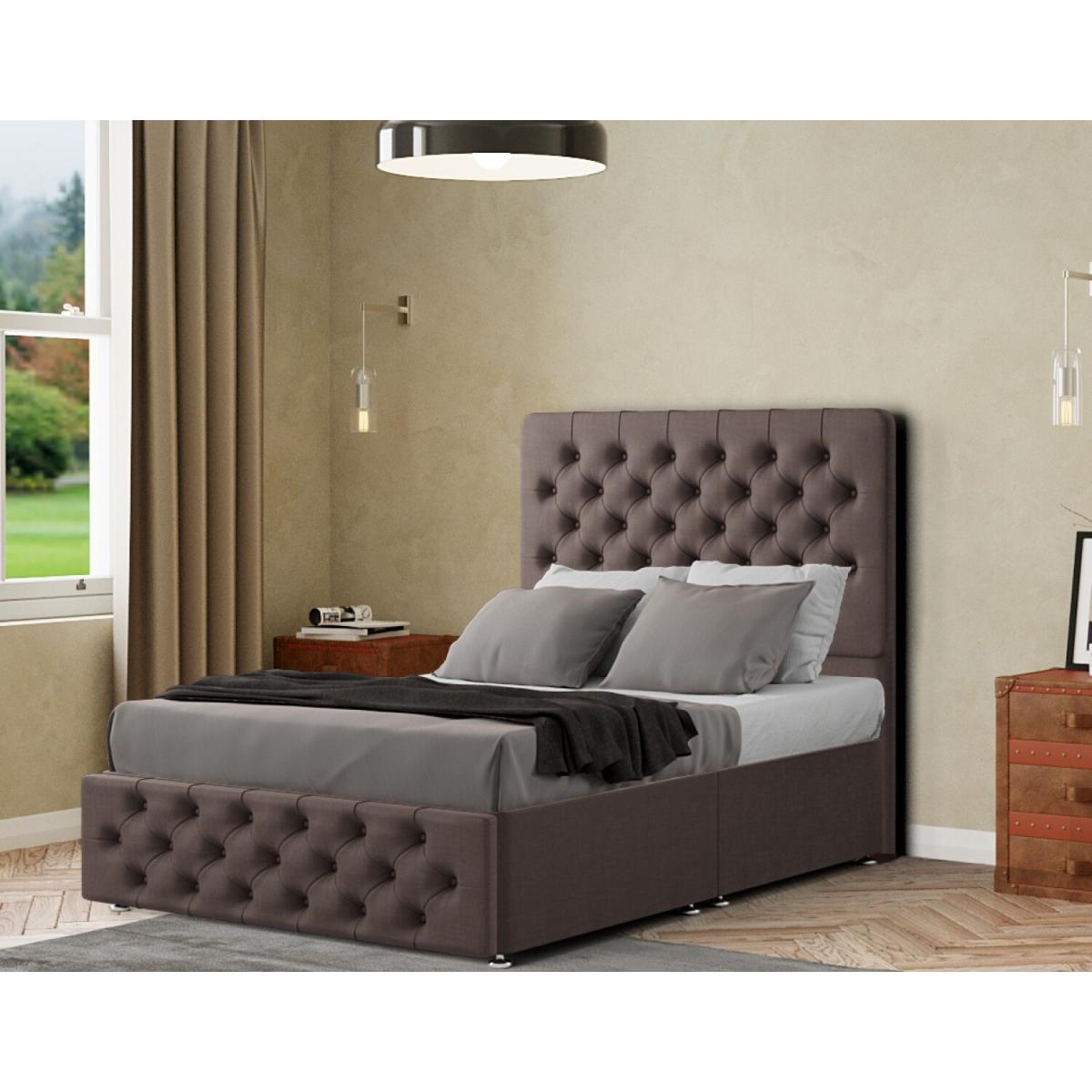 Mary Chesterfield Headboard Floor Standing Matching Buttons Malham Weave - Slate / Superking – image 5