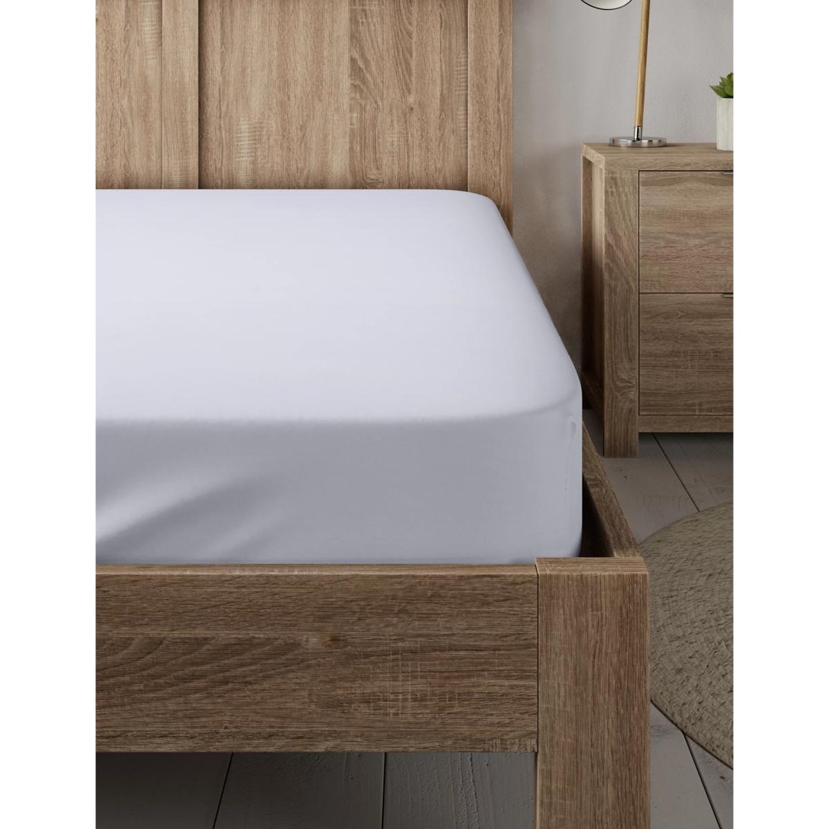 M&S Pure Cotton 300 Thread Count Fitted Sheet - SGL - Light Grey, Light Grey – image 2