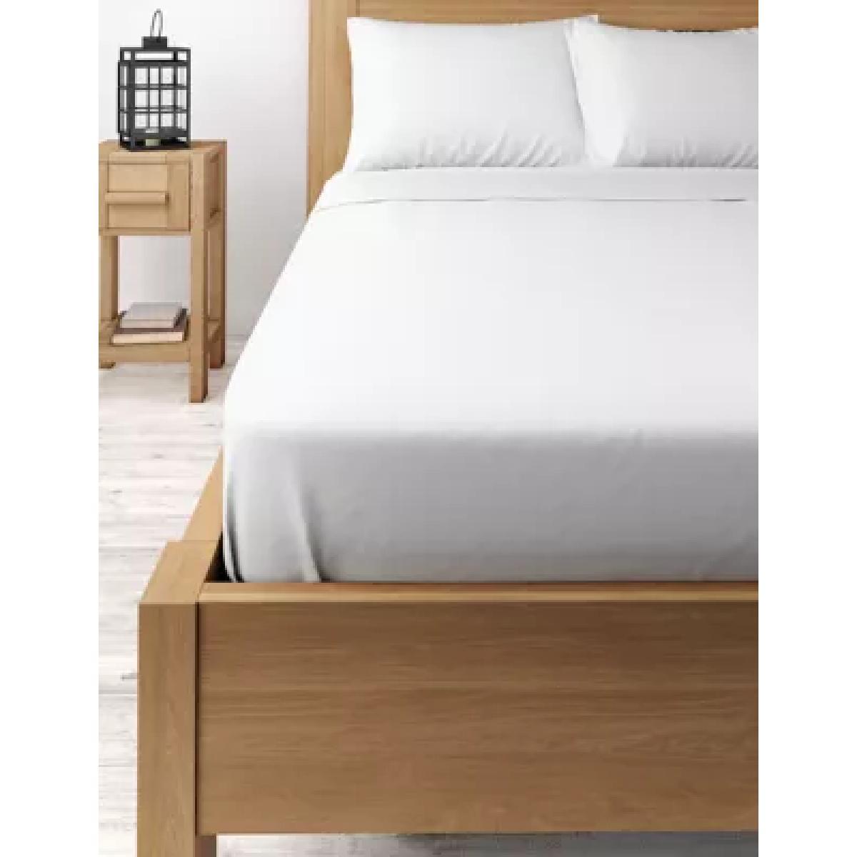 M&S Bamboo Flat Sheet - SGL - White, White,Mid Grey,Stone,Cream,Mid Blue – image 1