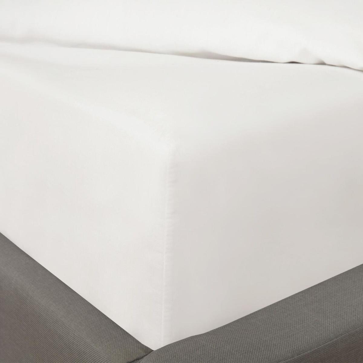 Plain Polycotton 50/50 Elasticated Fitted Bed Sheet - White / Single