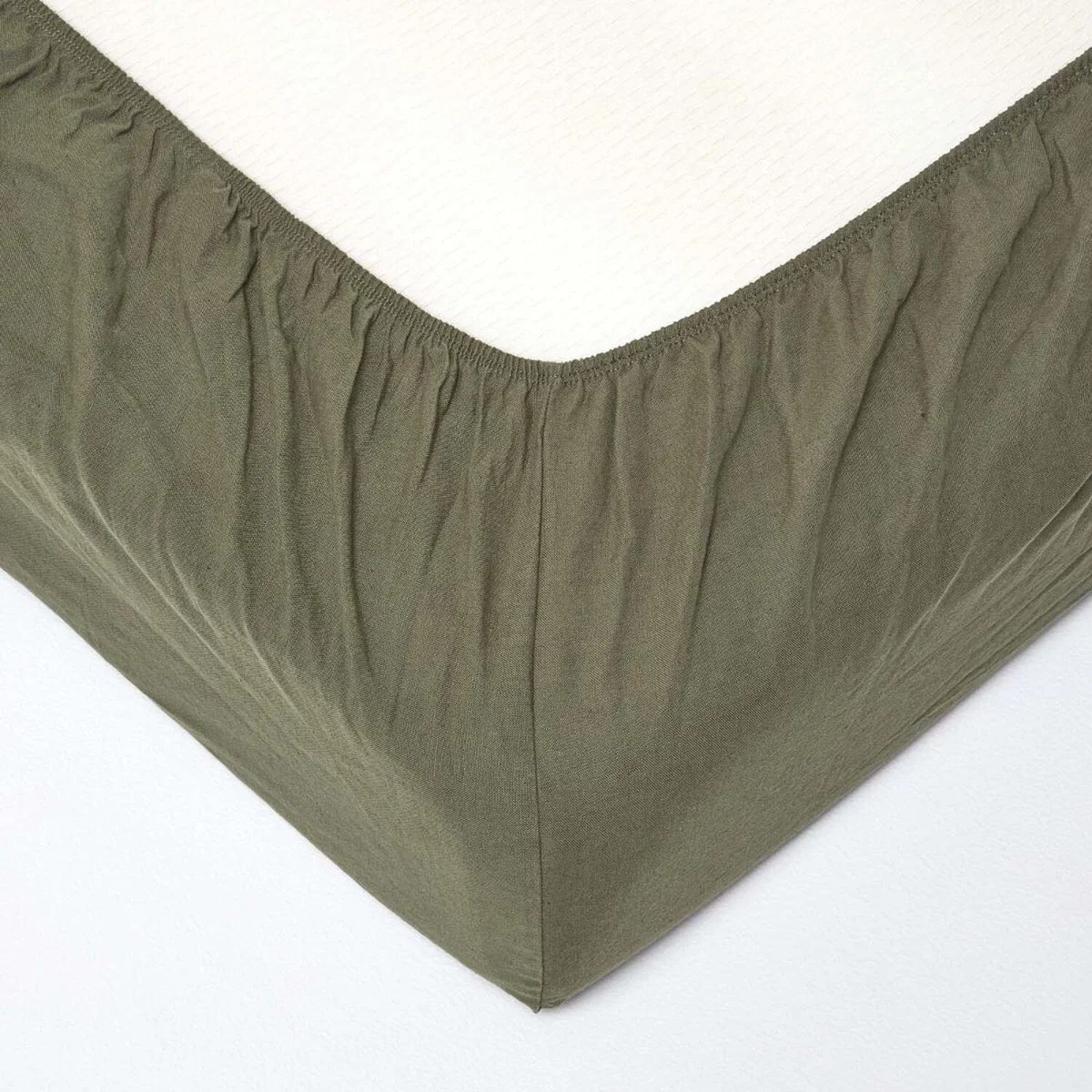 Linen Extra Deep Fitted Sheet - Olive Green / Single – image 2