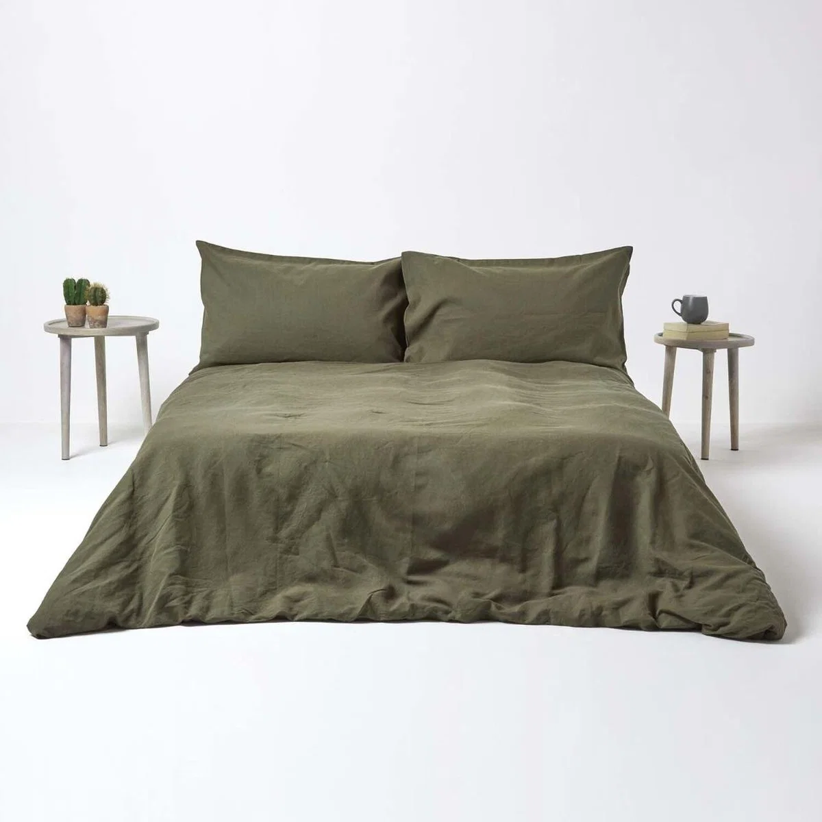 Linen Extra Deep Fitted Sheet - Olive Green / Single – image 3