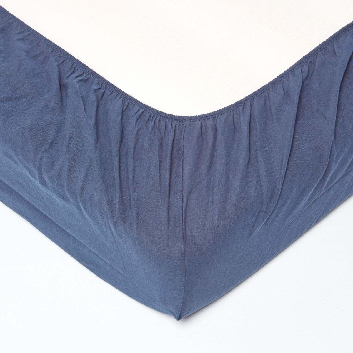 Linen Extra Deep Fitted Sheet - Navy / Single – image 2