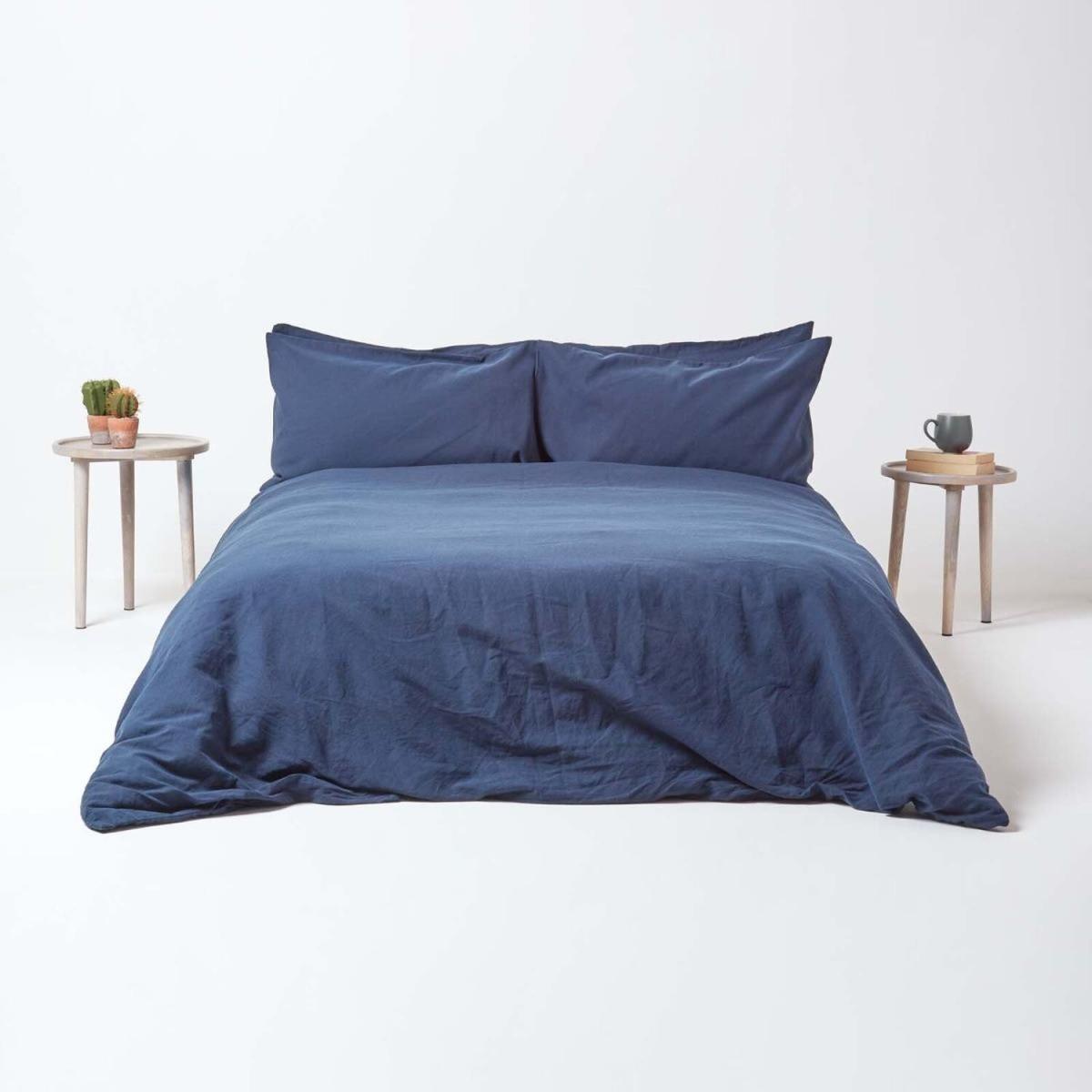 Linen Extra Deep Fitted Sheet - Navy / Single – image 3