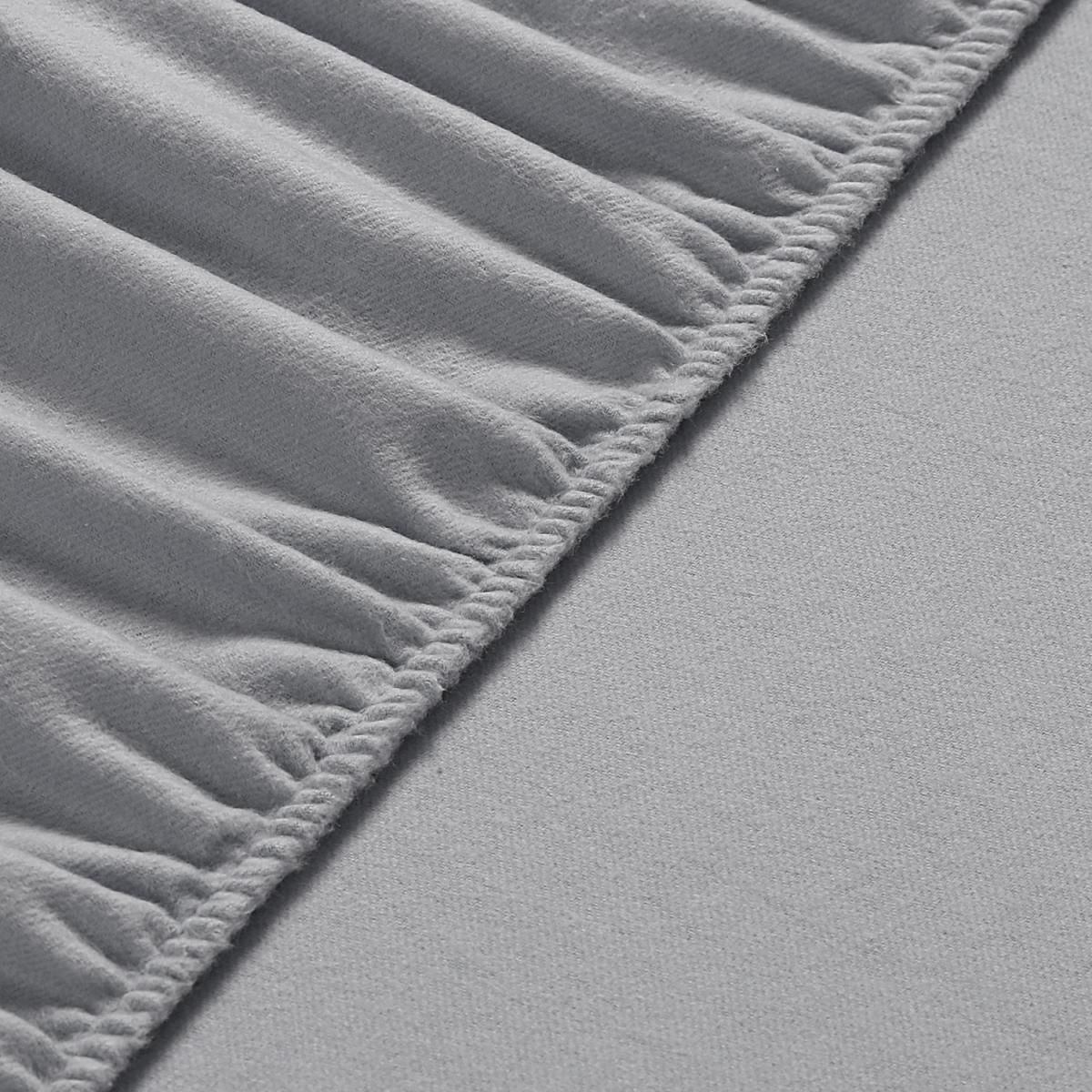 Velvet Flannel Cotton-Flannel Fitted Bed Sheet - Deep Pocket x32 cm - Warm Grey / Single – image 6