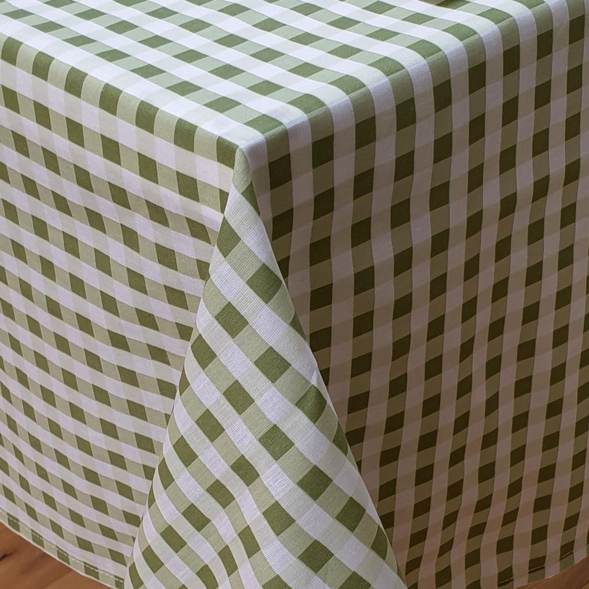 Gingham Check Sage Fitted Sheet Cotton Green White - Sage Green / Single – image 3