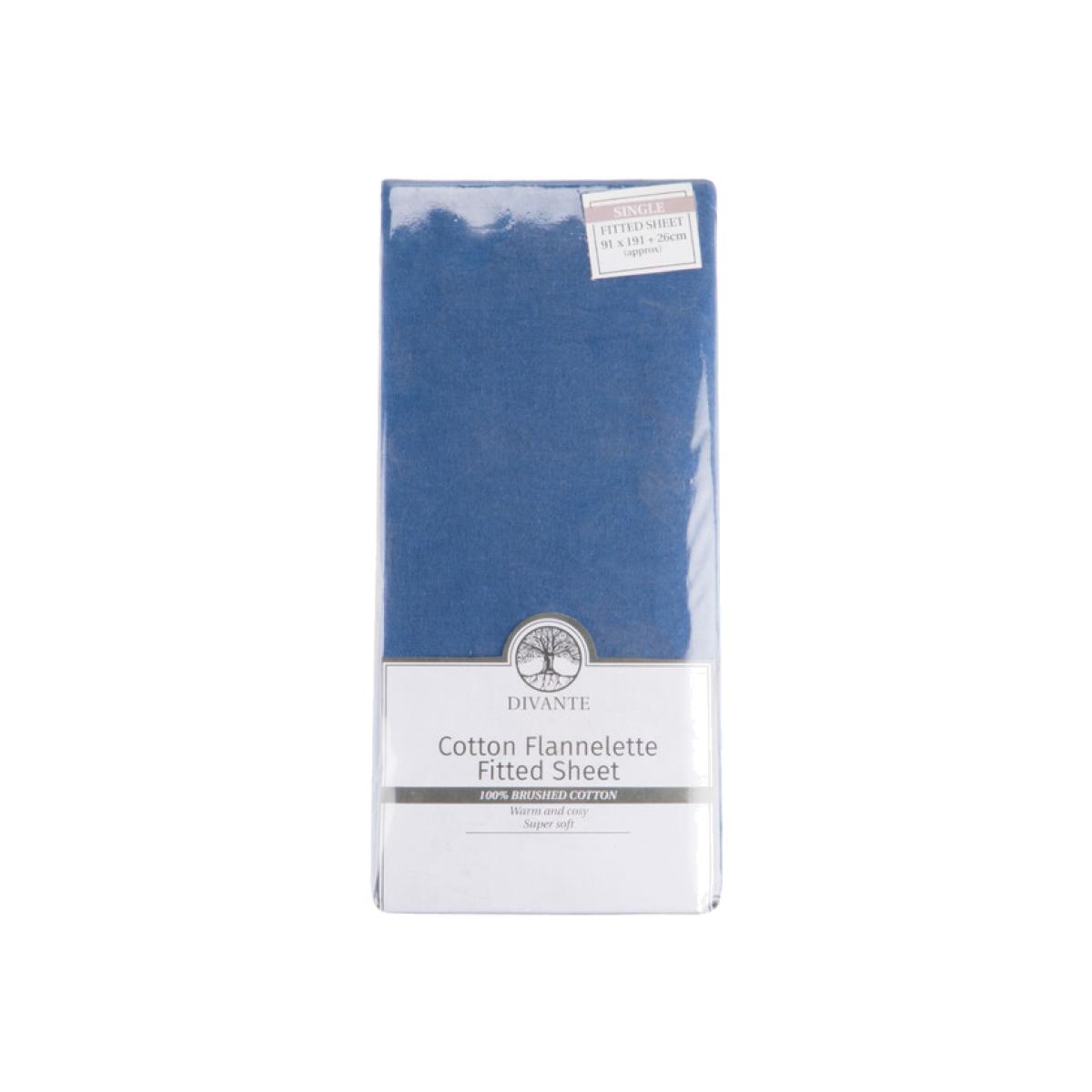 Flannelette Fitted Sheet - Blue / Single – image 1
