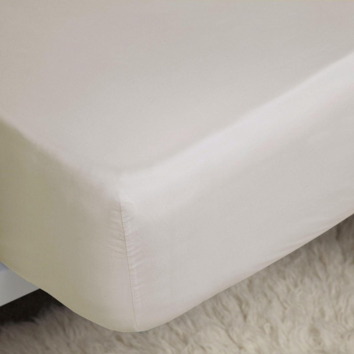 200 Thread Count Cotton Percale Deep Fitted Sheet - BM122 - Ivory / Single – image 3