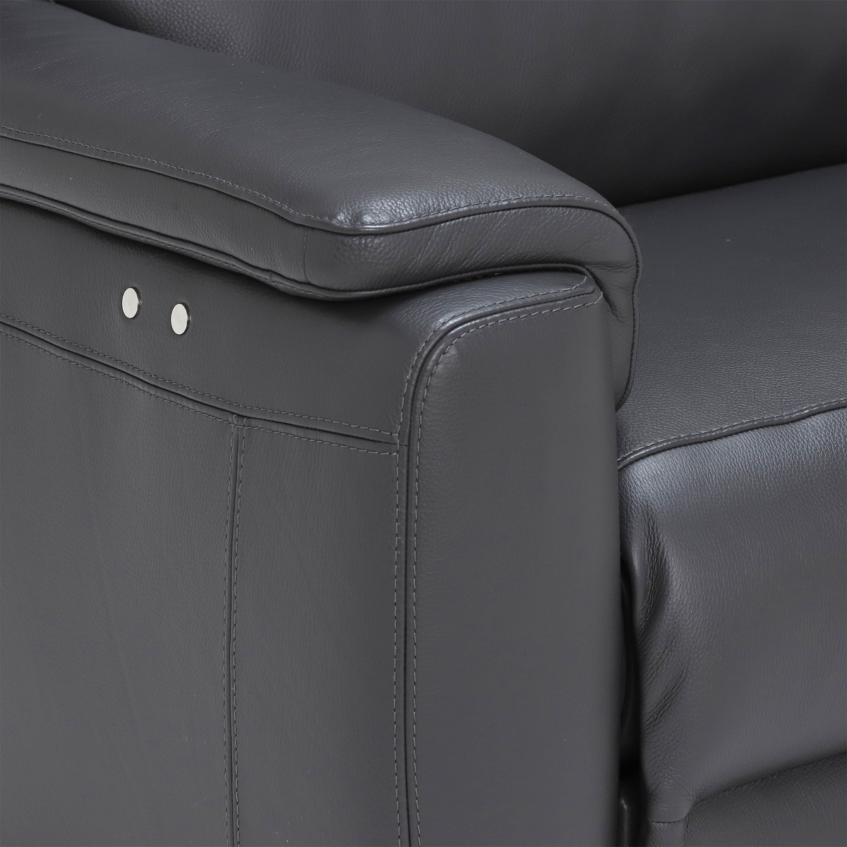 Strauss Grey Leather Recliner Sofa – image 4