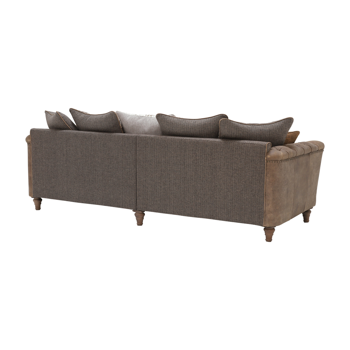 Darwin Grand Split Frame Pillow Back Sofa, Leather and Fabric Mix – image 6