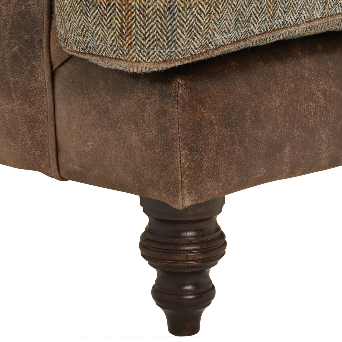 Harris Tweed Leather Dalmore Midi Sofa, Bracken Herringbone – image 5