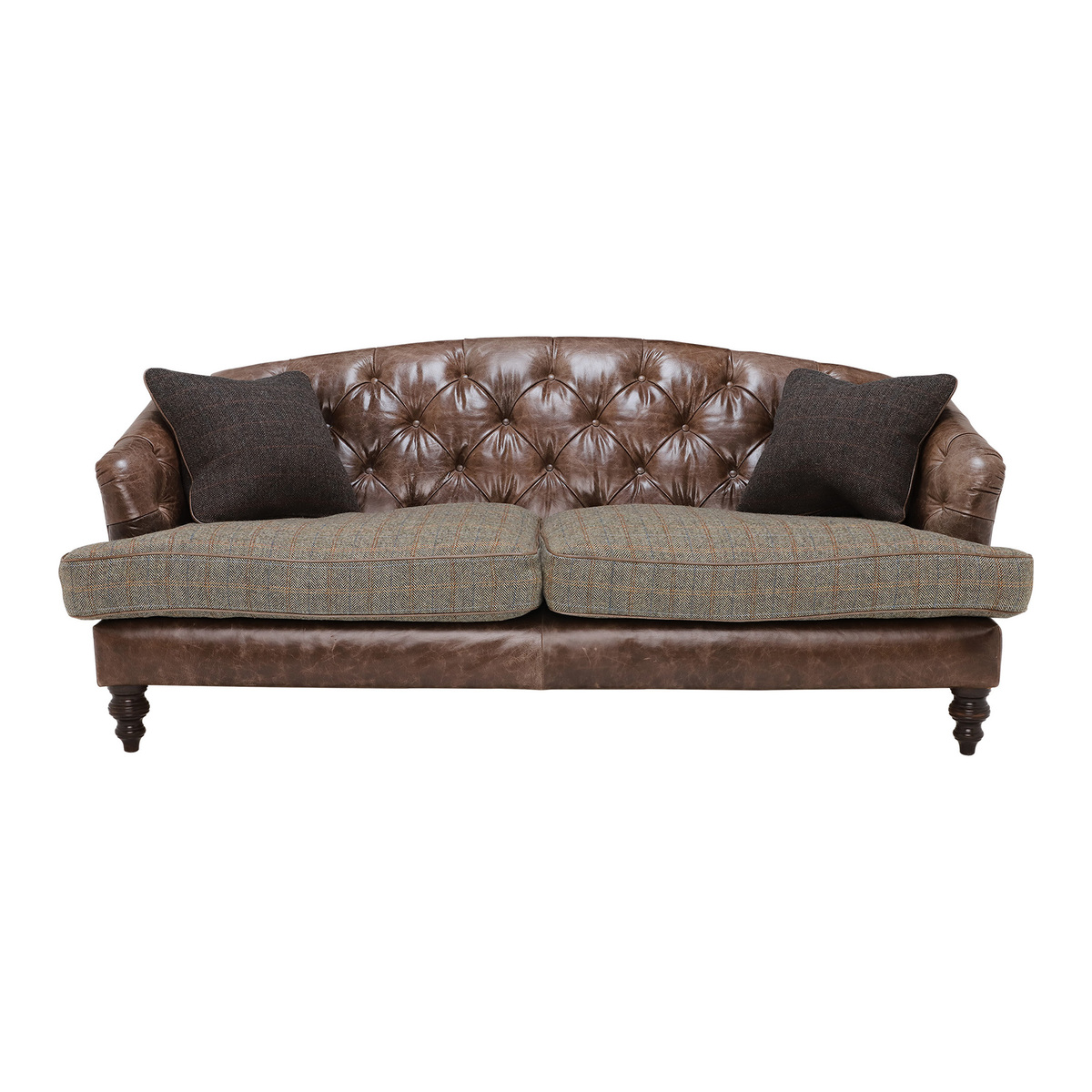 Harris Tweed Leather Dalmore Midi Sofa, Bracken Herringbone – image 2
