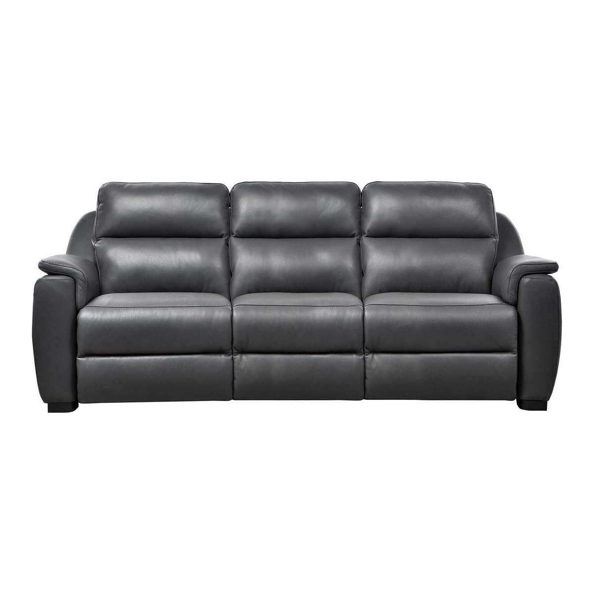 Strauss Grey Leather Large Recliner Sofa – image 1