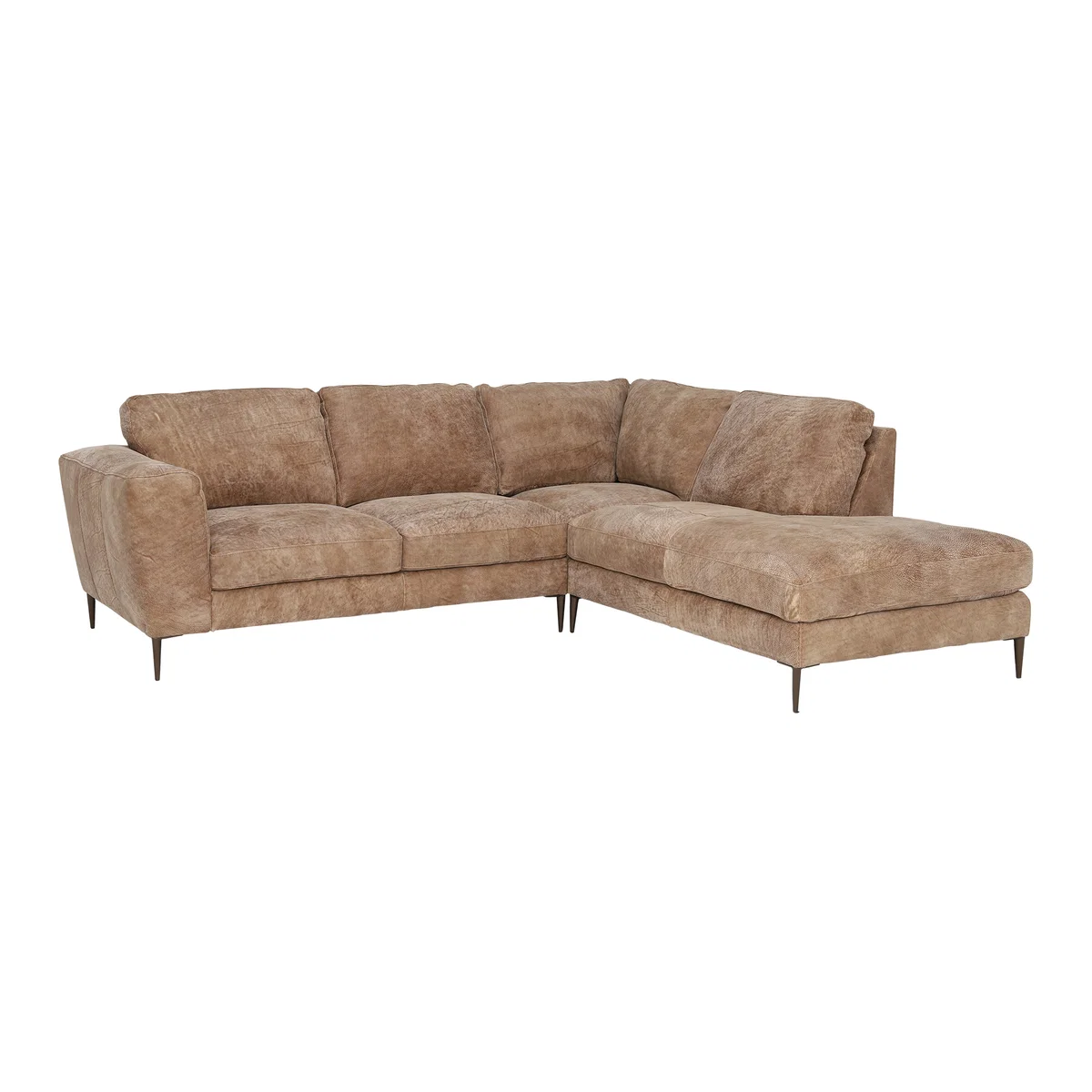 Troy Right Hand Facing Leather Chaise Sofa, Wyatt Tan