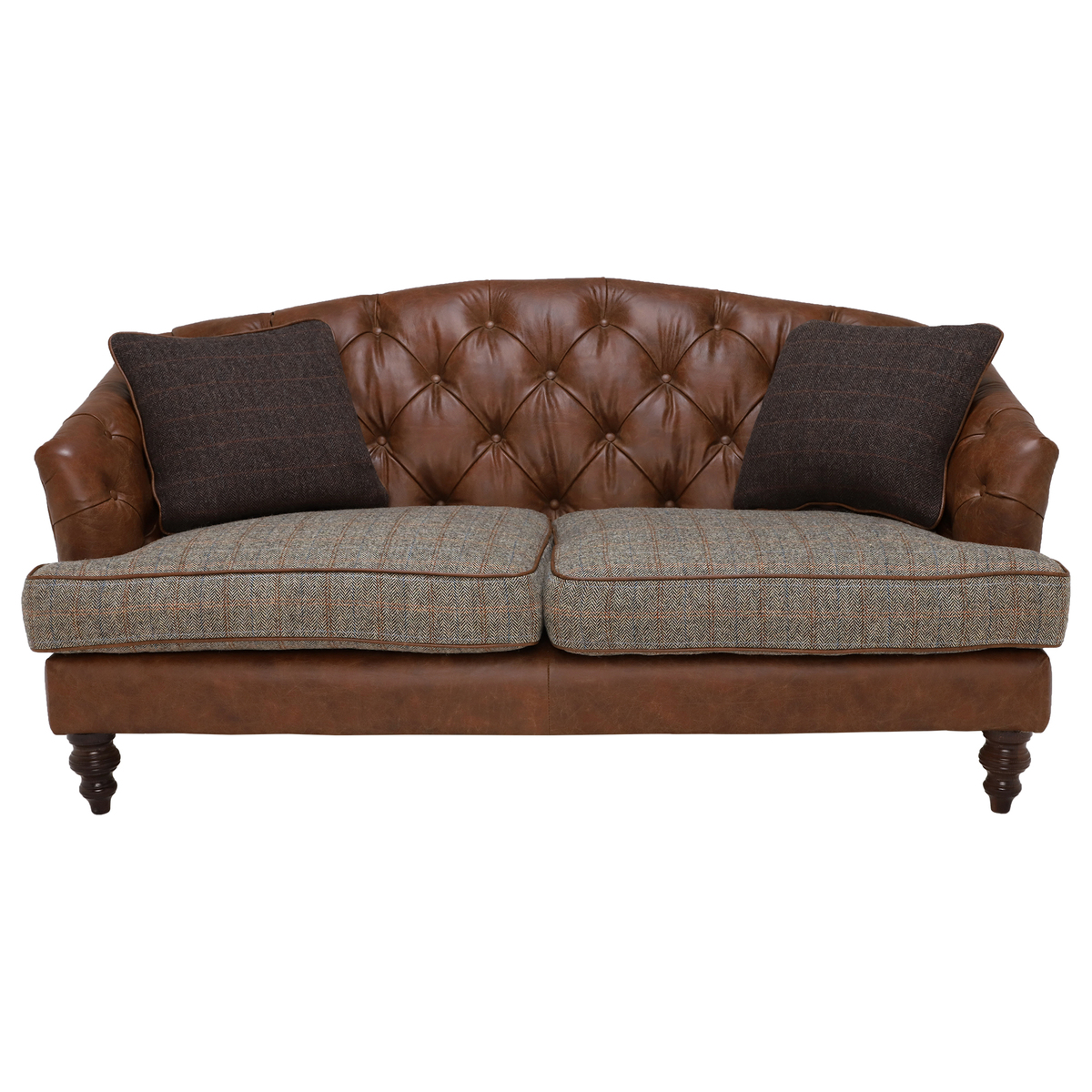 Harris Tweed Dalmore Petit Sofa, Bracken Herringbone and Brompton Tan – image 3