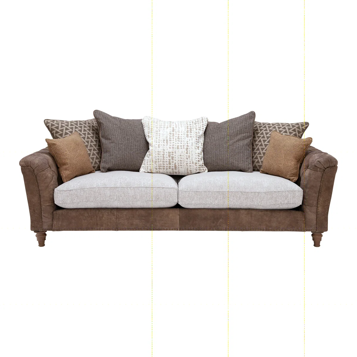 Darwin Extra Large Pillow Back Sofa, Leather and Fabric Mix – image 1