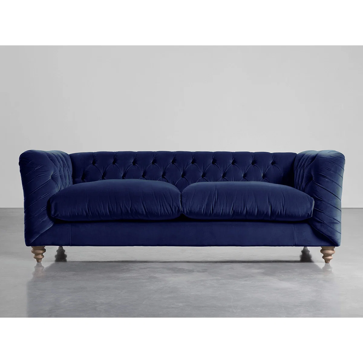 Buttoned Midi Sofa Navy Cotton Velvet – image 1