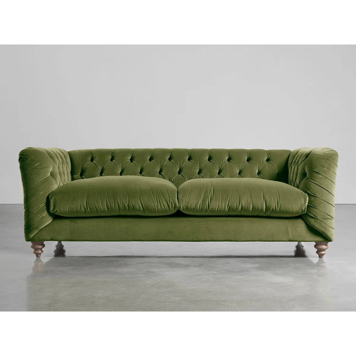 Buttoned Grand Sofa Moss Cotton Velvet – image 1