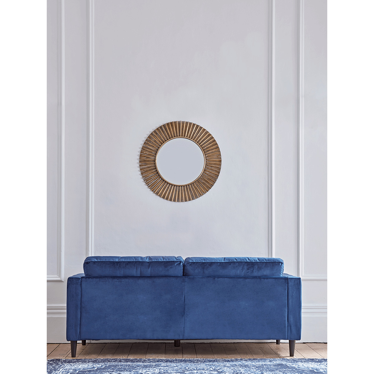 Deep Blue Velvet Sofa – image 2