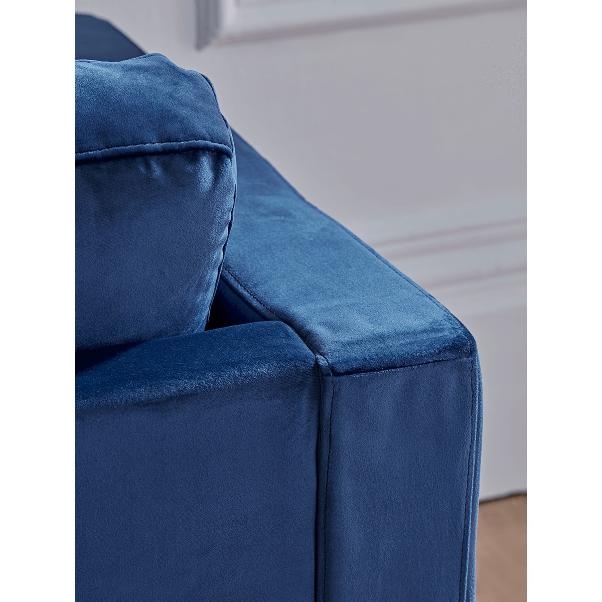 Deep Blue Velvet Sofa – image 4