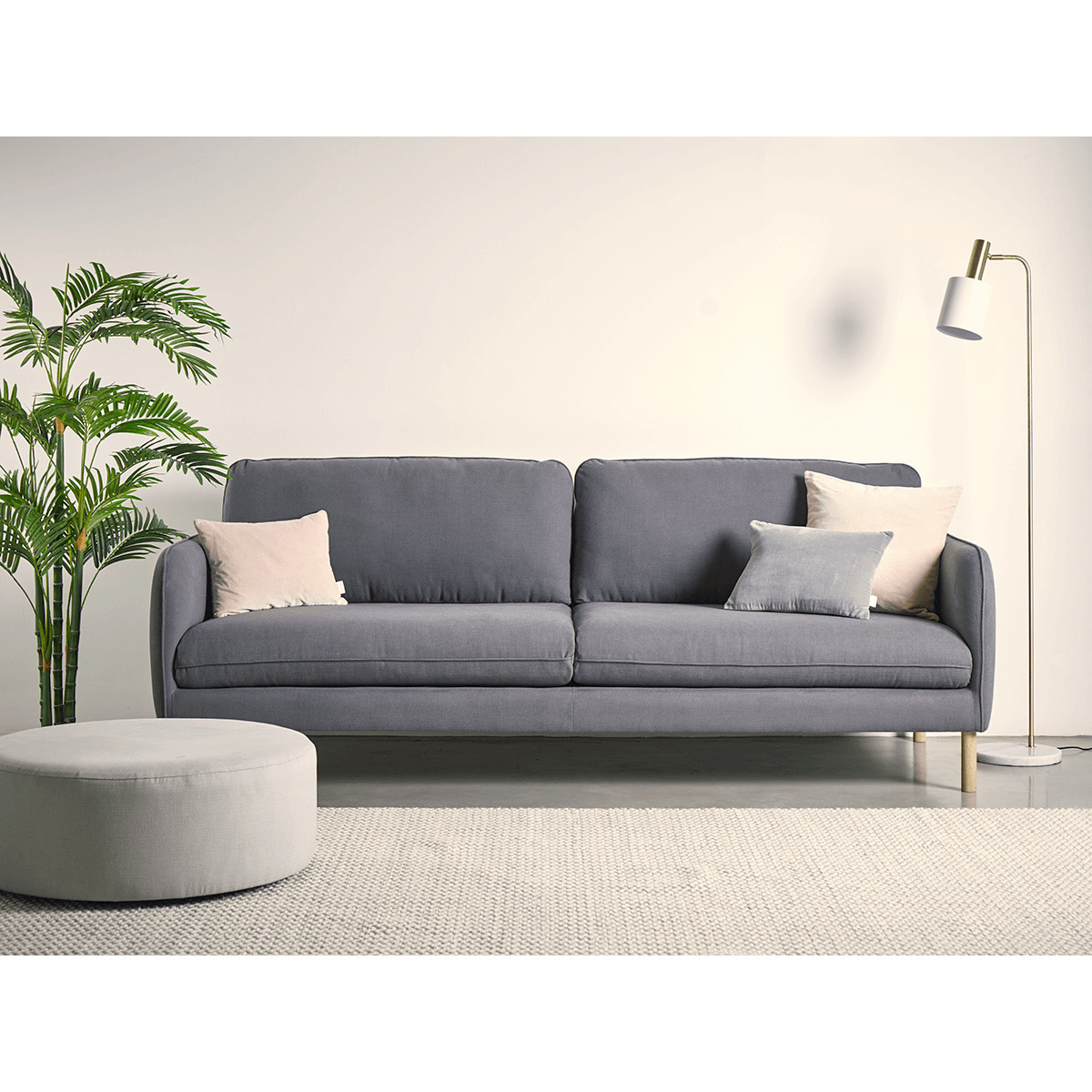 Scandi Petite Sofa French Blue Linen Cotton Blend – image 3