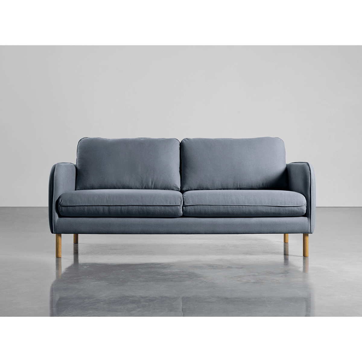 Scandi Petite Sofa French Blue Linen Cotton Blend – image 1