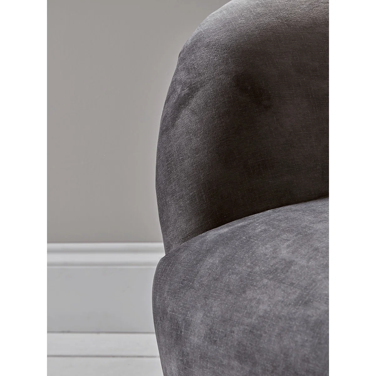 Deep Grey Velvet Curved Sofa – image 2