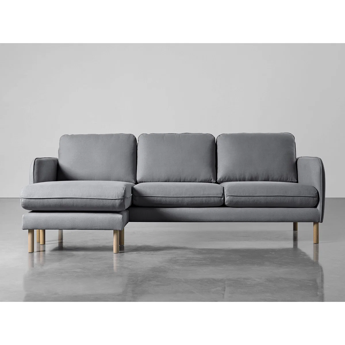 Scandi Midi Chaise Sofa Smoke Linen Cotton Blend – image 1