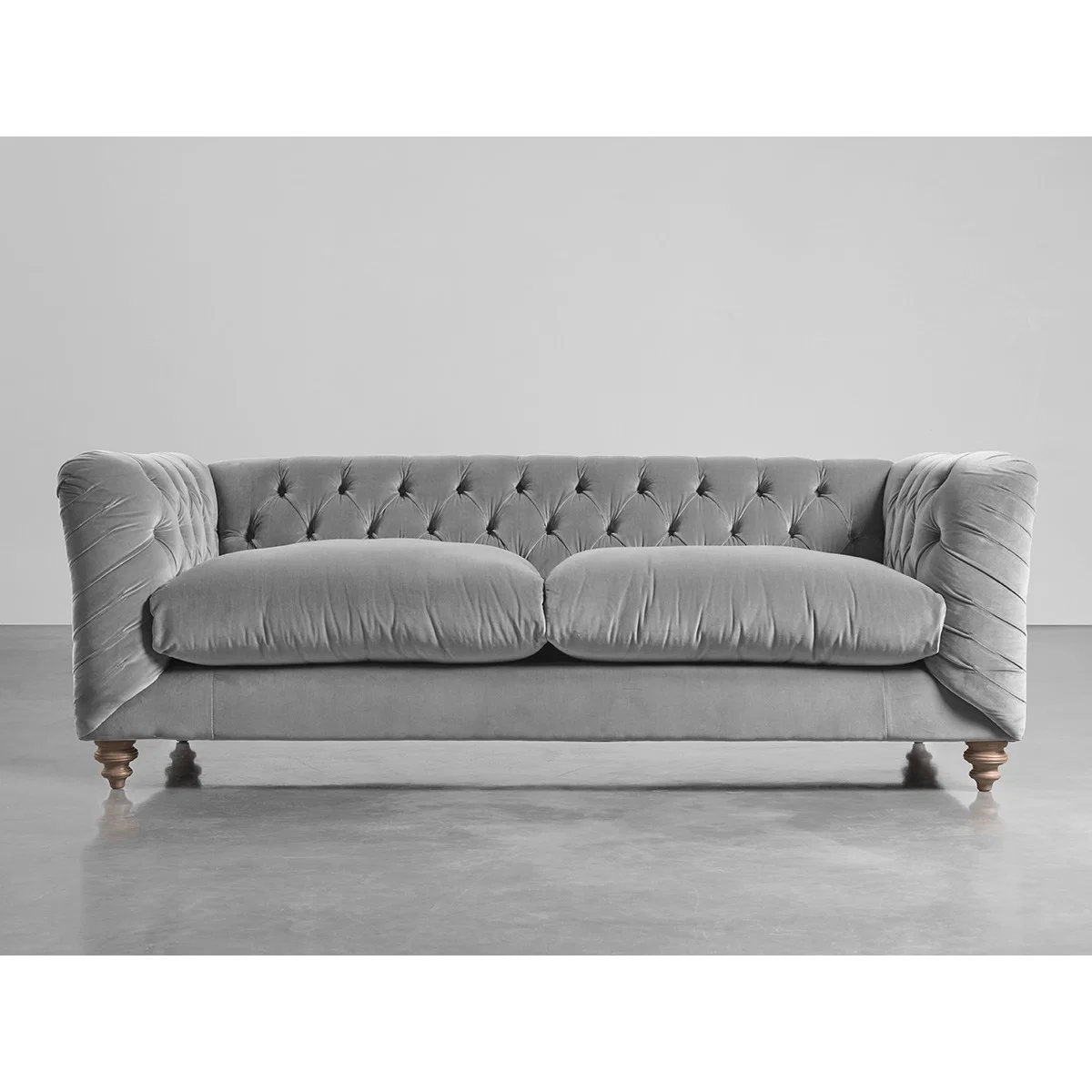 Buttoned Midi Sofa Swedish Grey Cotton Velvet – image 1