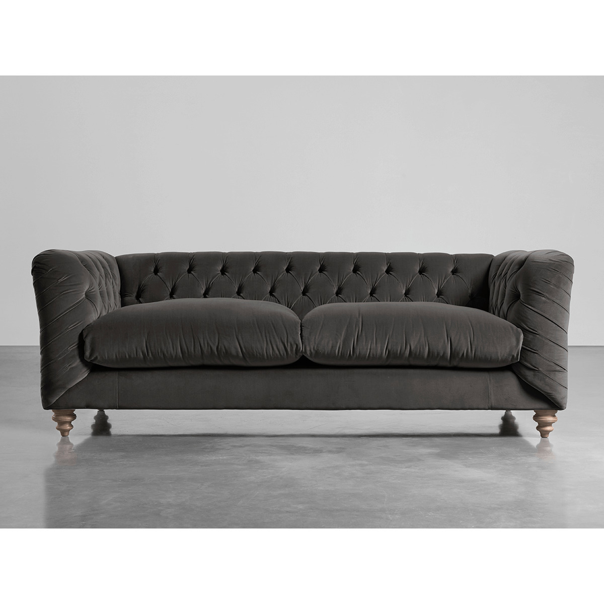 Buttoned Midi Sofa Slate Cotton Velvet – image 1