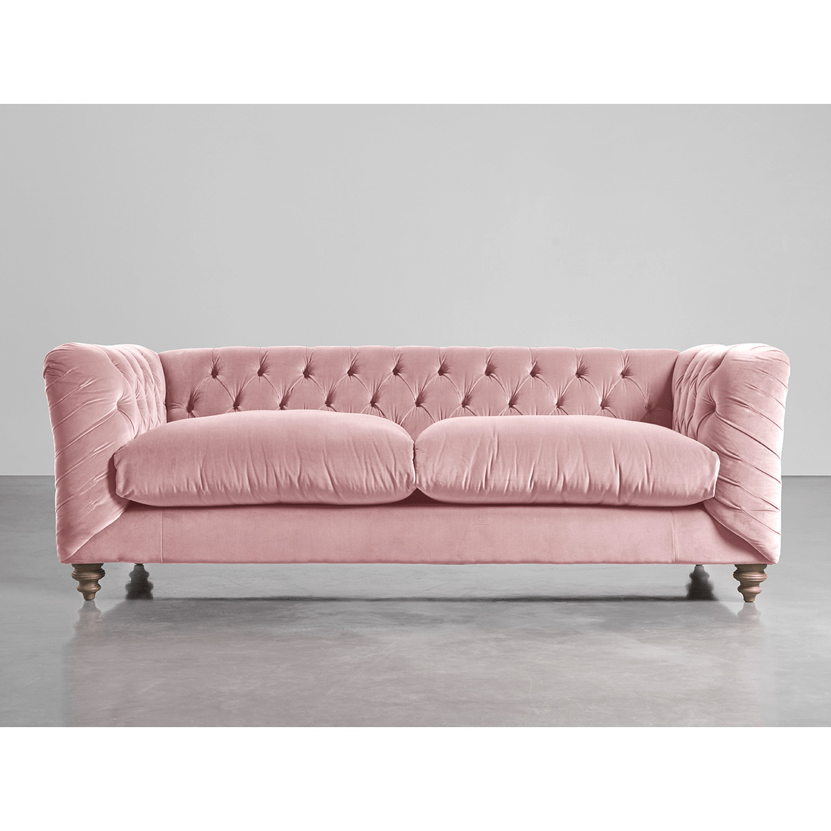 Buttoned Midi Sofa Blush Cotton Velvet – image 1