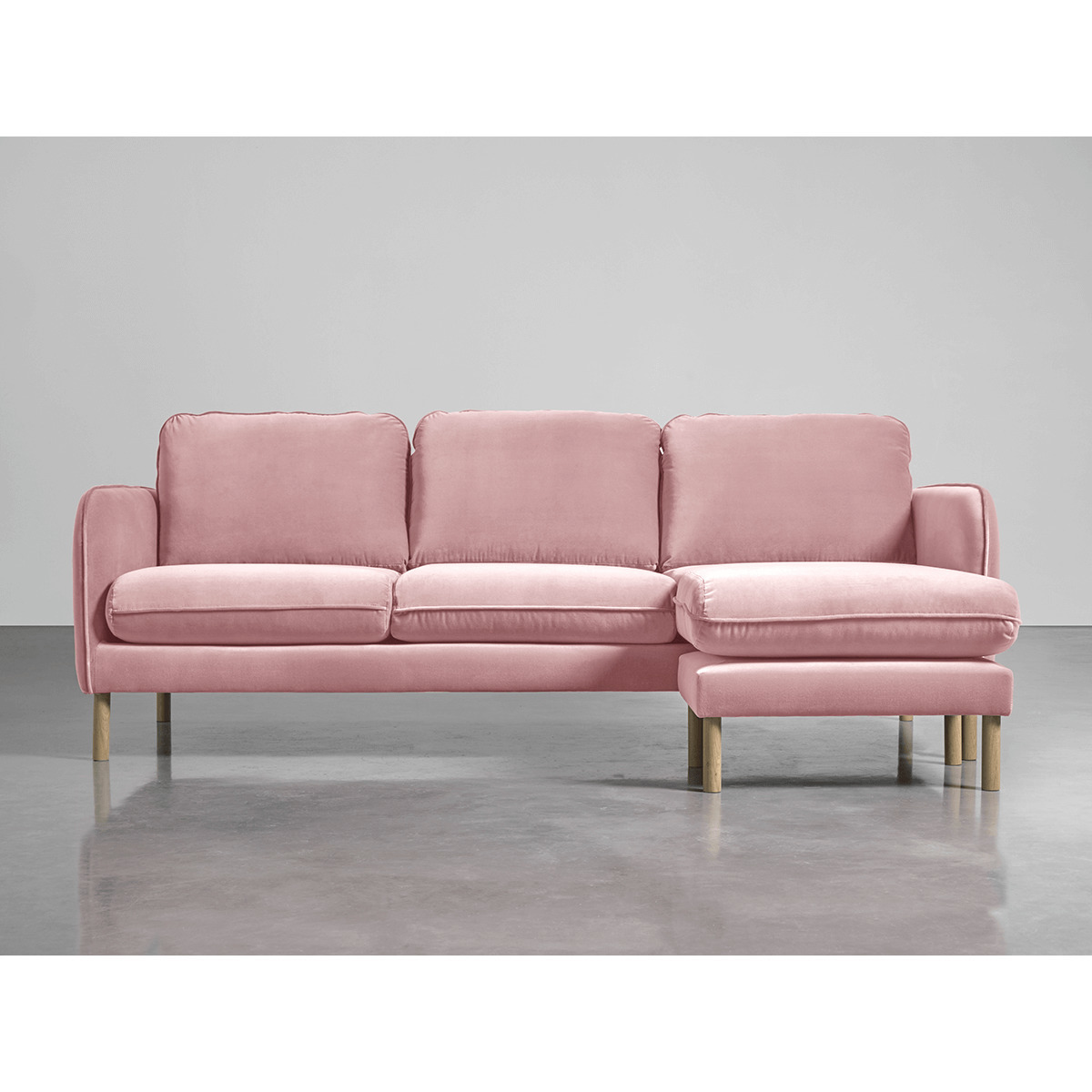 Scandi Midi Chaise Sofa Blush Cotton Velvet – image 2