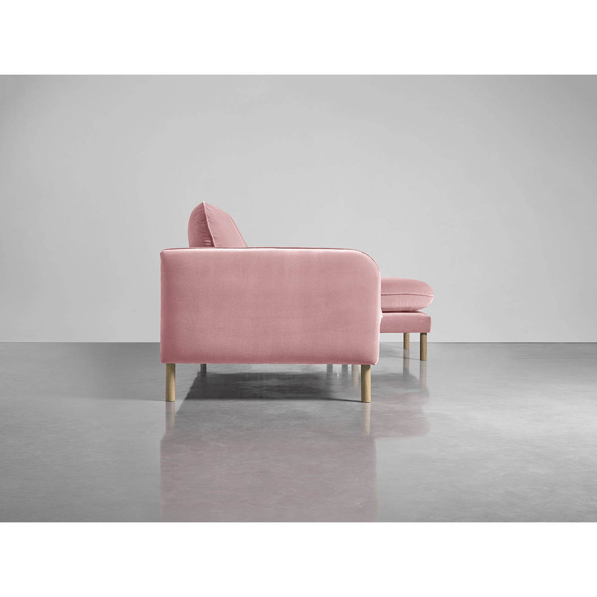 Scandi Midi Chaise Sofa Blush Cotton Velvet – image 3