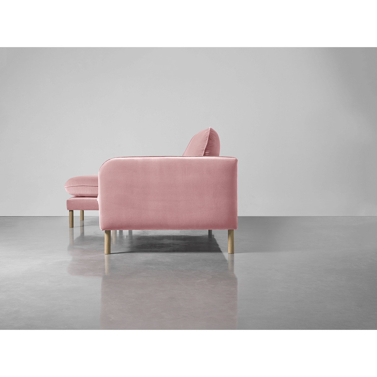 Scandi Midi Chaise Sofa Blush Cotton Velvet – image 4
