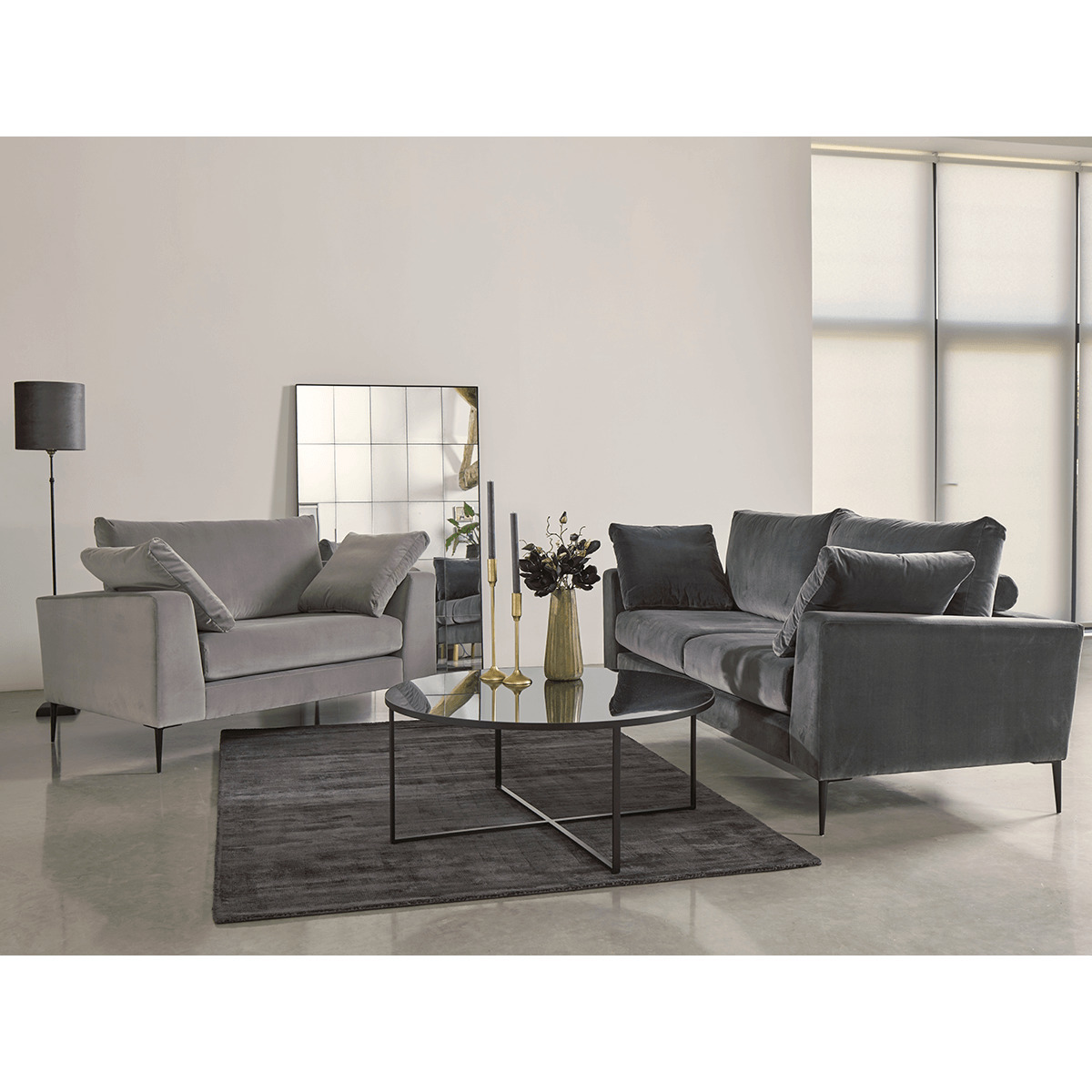 Milano Grand Sofa Swedish Grey Cotton Velvet – image 3