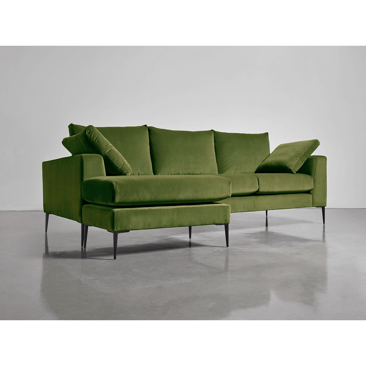 Milano Grand Chaise Sofa Moss Cotton Velvet – image 2