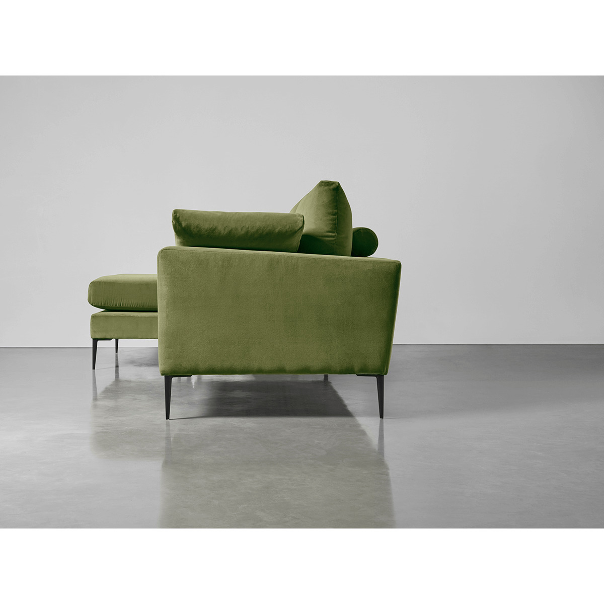 Milano Grand Chaise Sofa Moss Cotton Velvet – image 5