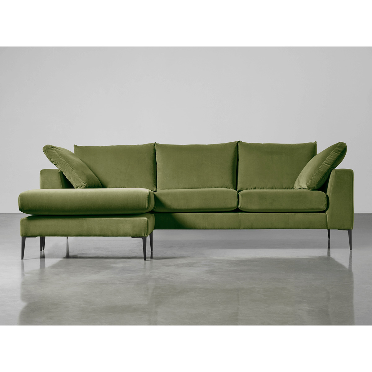 Milano Grand Chaise Sofa Moss Cotton Velvet – image 1