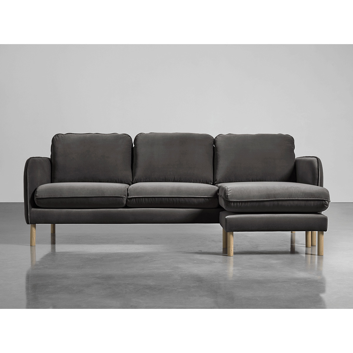 Scandi Midi Chaise Sofa Slate Cotton Velvet – image 2
