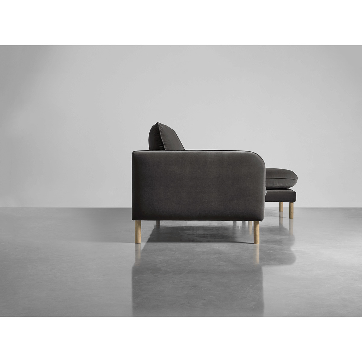 Scandi Midi Chaise Sofa Slate Cotton Velvet – image 3