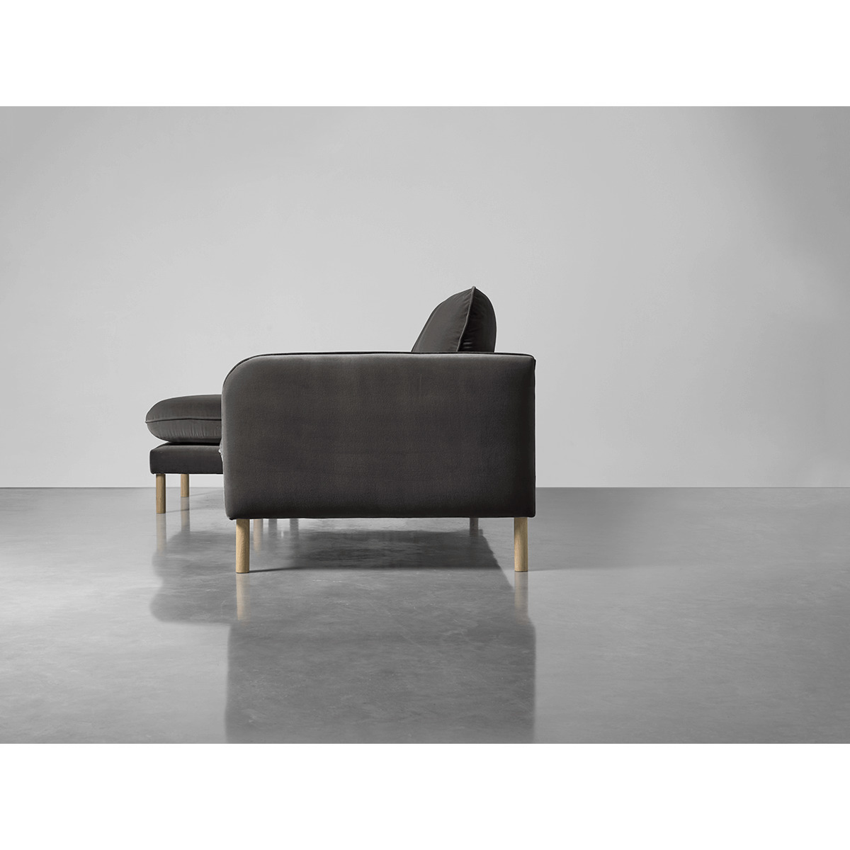 Scandi Midi Chaise Sofa Slate Cotton Velvet – image 4
