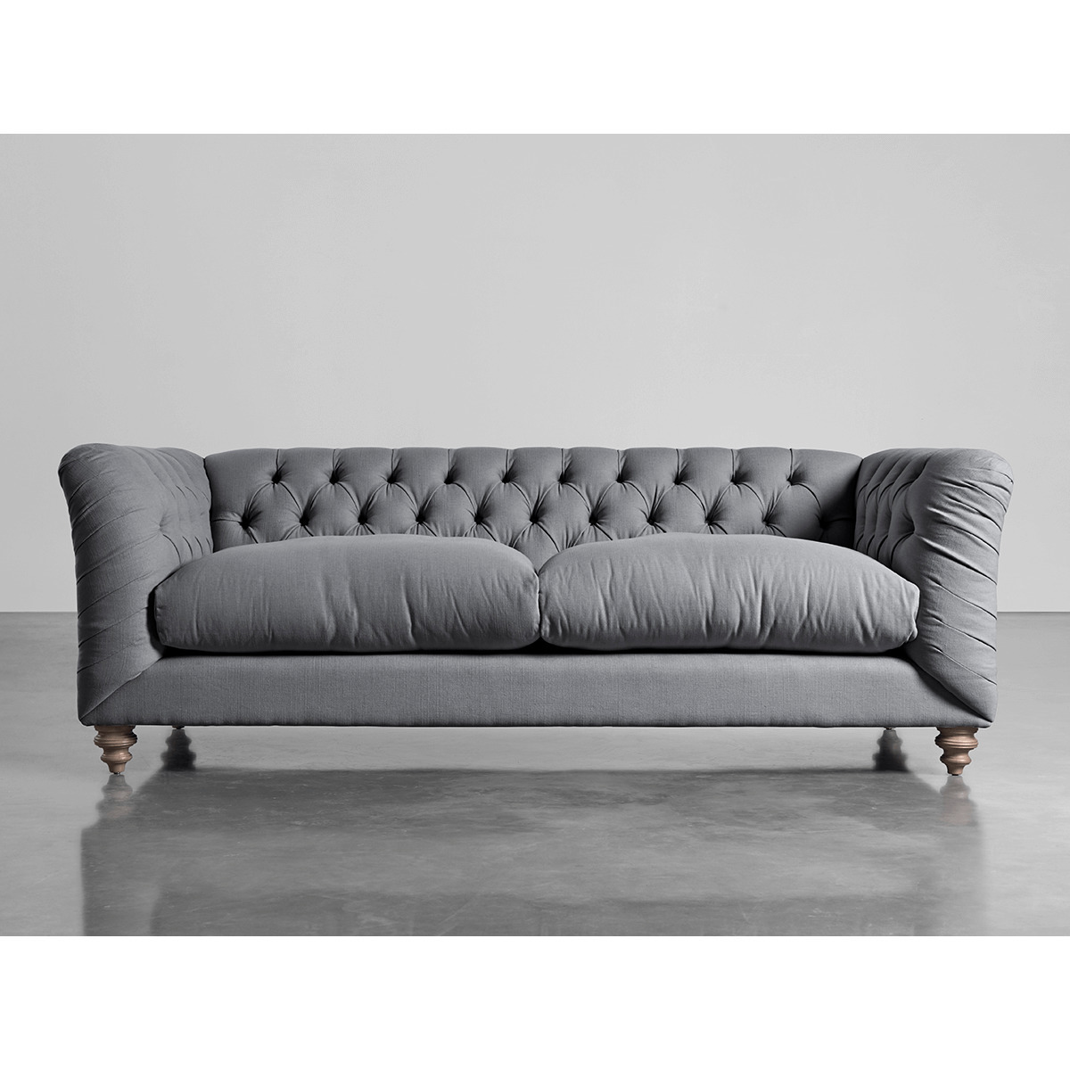 Buttoned Midi Sofa Smoke Linen Cotton Blend – image 1